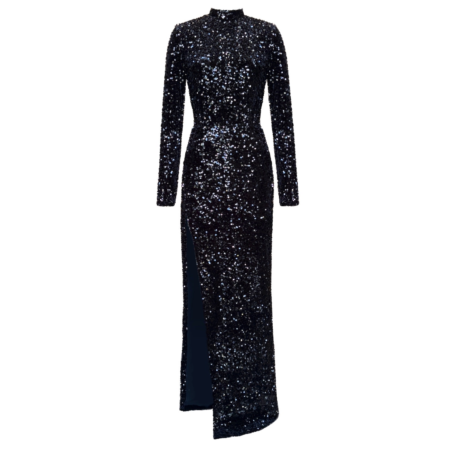 Moda Glam Women's Irina Long Sleeved Sequin Gown- Black In Black