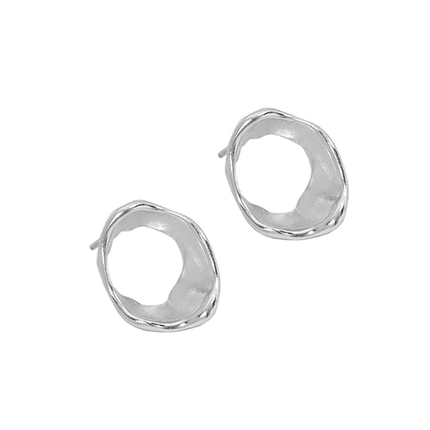 Shop Janus Edinburgh Women's Findhorn Sterling Silver Textured Circle Whirlpool Earrings