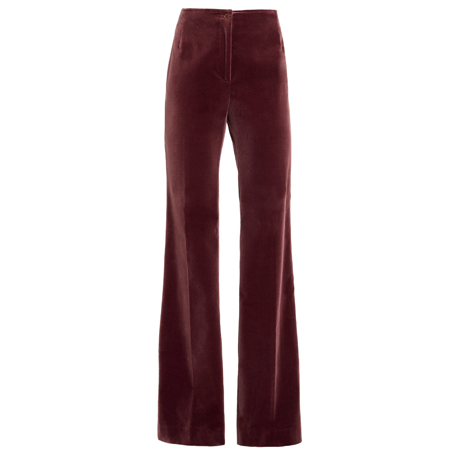 Santorelli Women's Purple Elizabeth Flared Leg Pant In Luxury Velvet In Brown