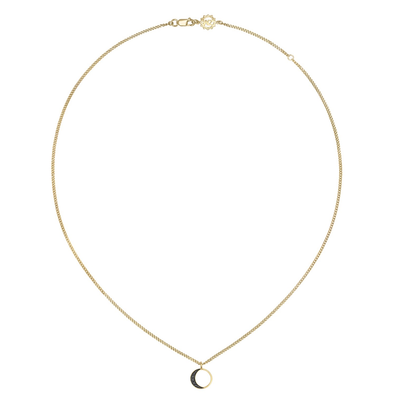 Women’s Black / Gold New Moon Necklace Black Diamond Gold Zoe and Morgan