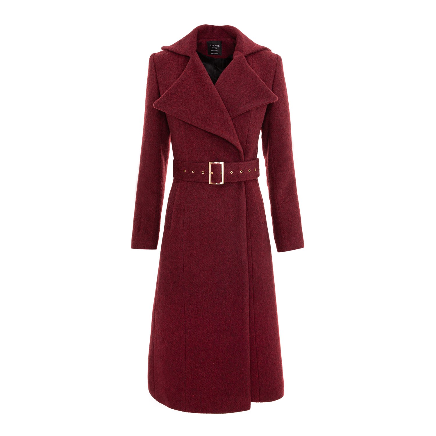 Women’s Red Double Breasted Midi Length Wool Coat With Belt Extra Small Avenue no.29