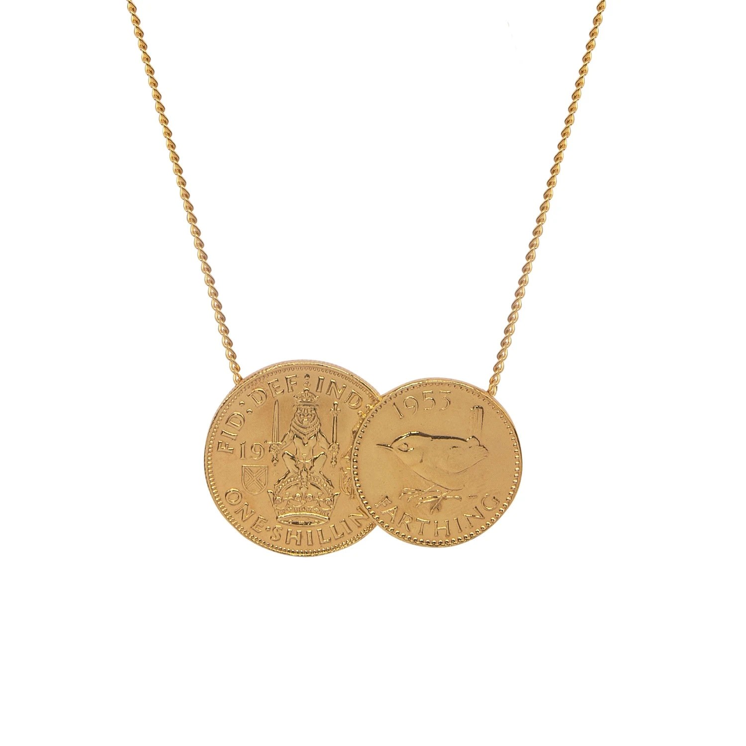 Men’s Scottish & English Double Coin Pendant & Chain In Gold Plated Katie Mullally