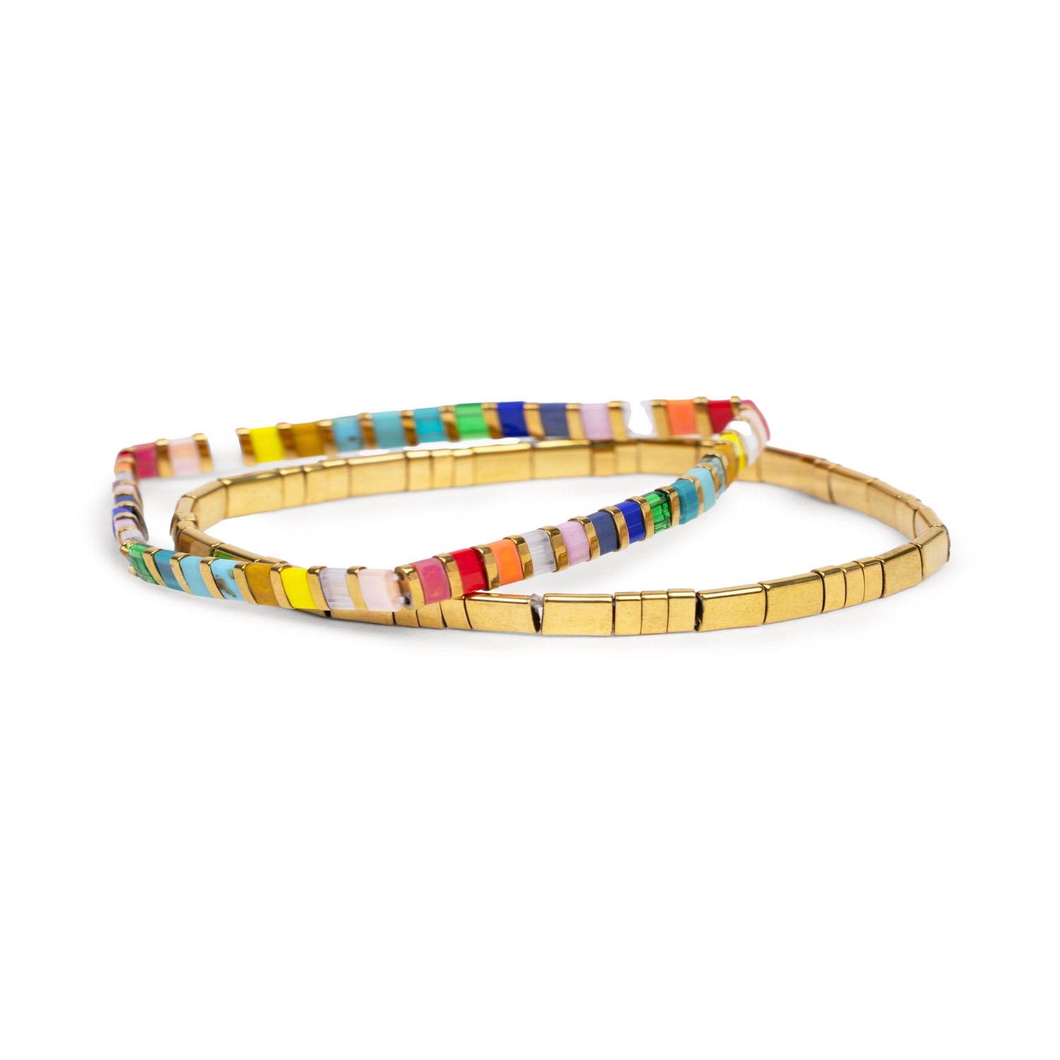Saachi Women's Rainbow Stretch Rainbow Bracelet Set In Brown