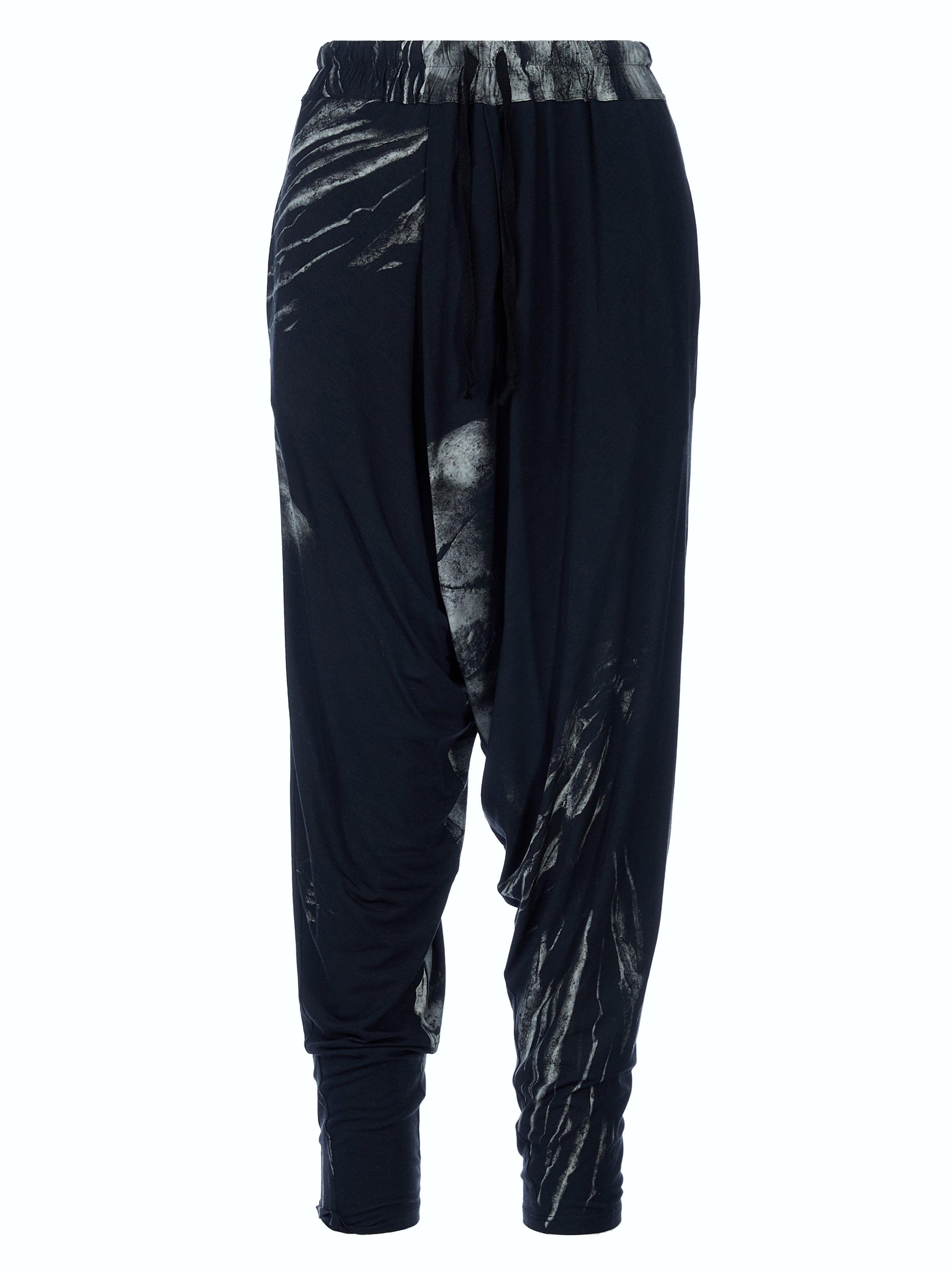 Women’s Black / Grey Printed Folds Low Trousers Large Tessitura