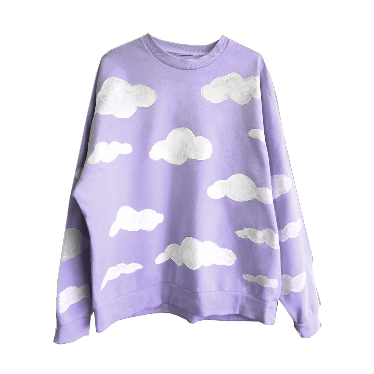 Women’s Pink / Purple Oversized Pastel Lilac White Cloud Sweatshirt Medium Quillattire