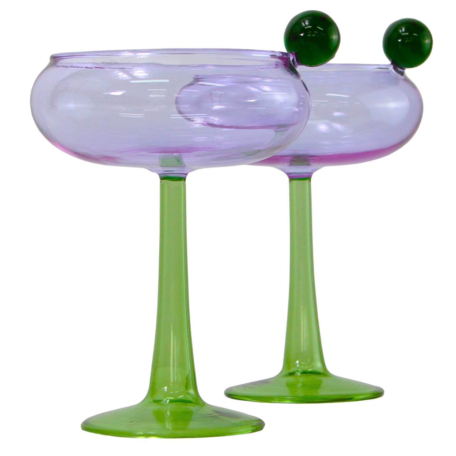 Pink / Purple / Green Gilda Coupe - Set Of Four - Violet + Green Lodore