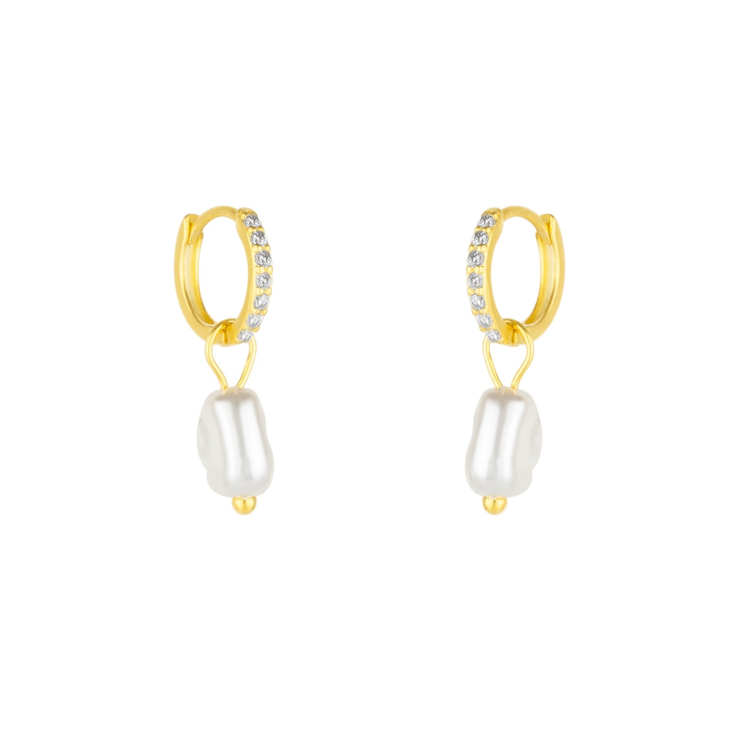 Spero London Women's Sterling Silver Huggie Pearl Drop Earrings - Gold
