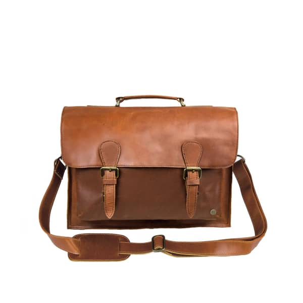 Brown Leather Messenger Satchel Bag MAHI Leather Wolf & Badger