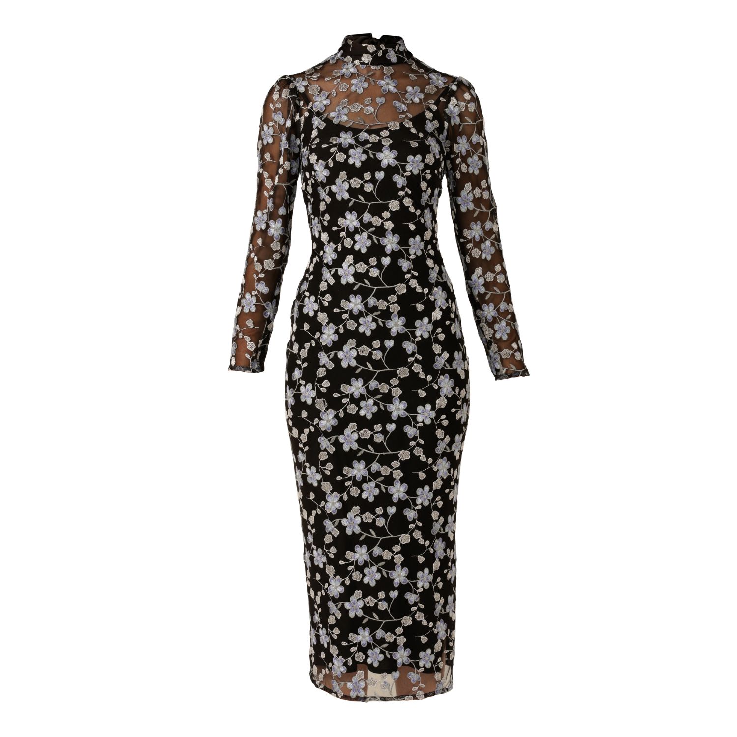 Sacha Drake Women's Delicate Domain Dress In Periwinkle Black Flower In Black