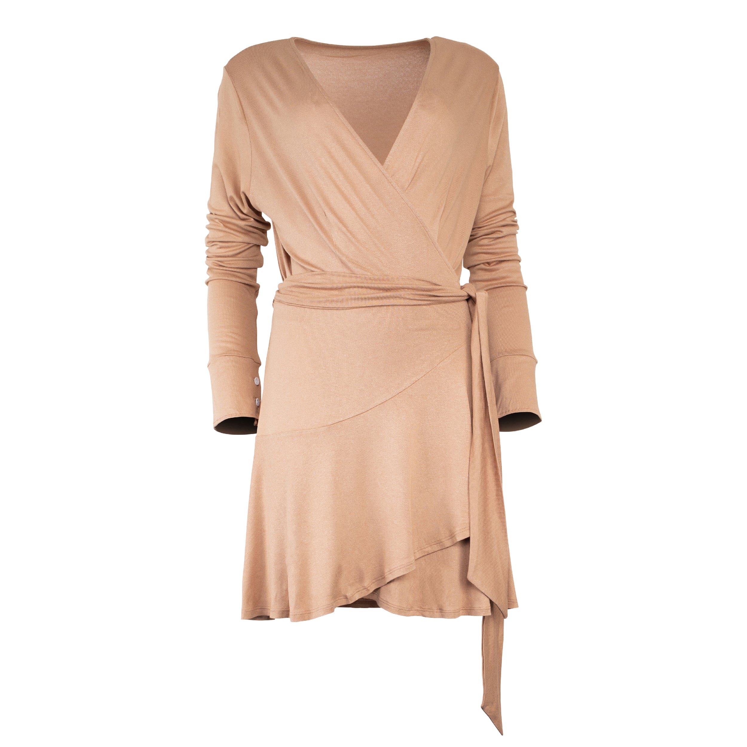 Women’s Rita Wrap Modal Dress - Camel Large Lezat