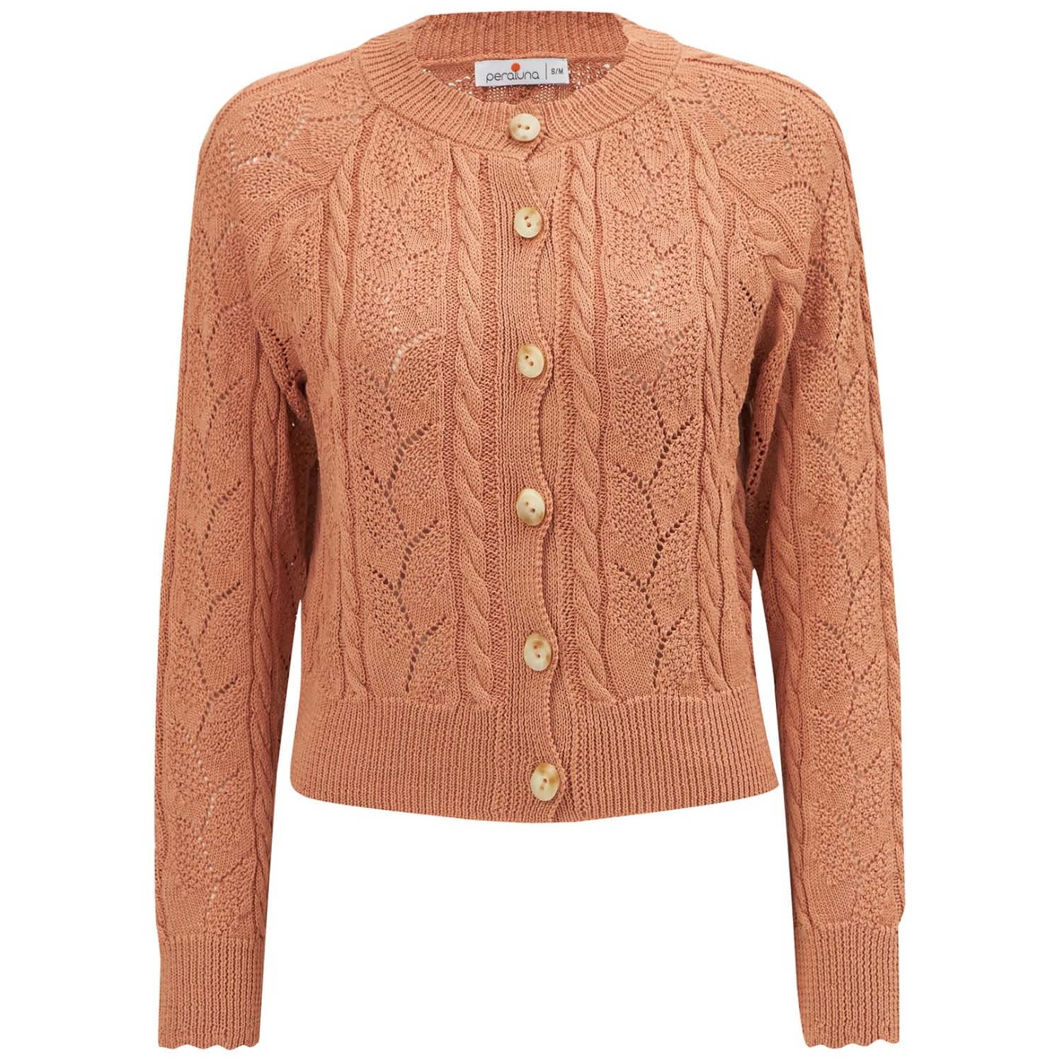 ☆新品☆ ella  エラ border docking cardigan ella-cable-knit-openwork-