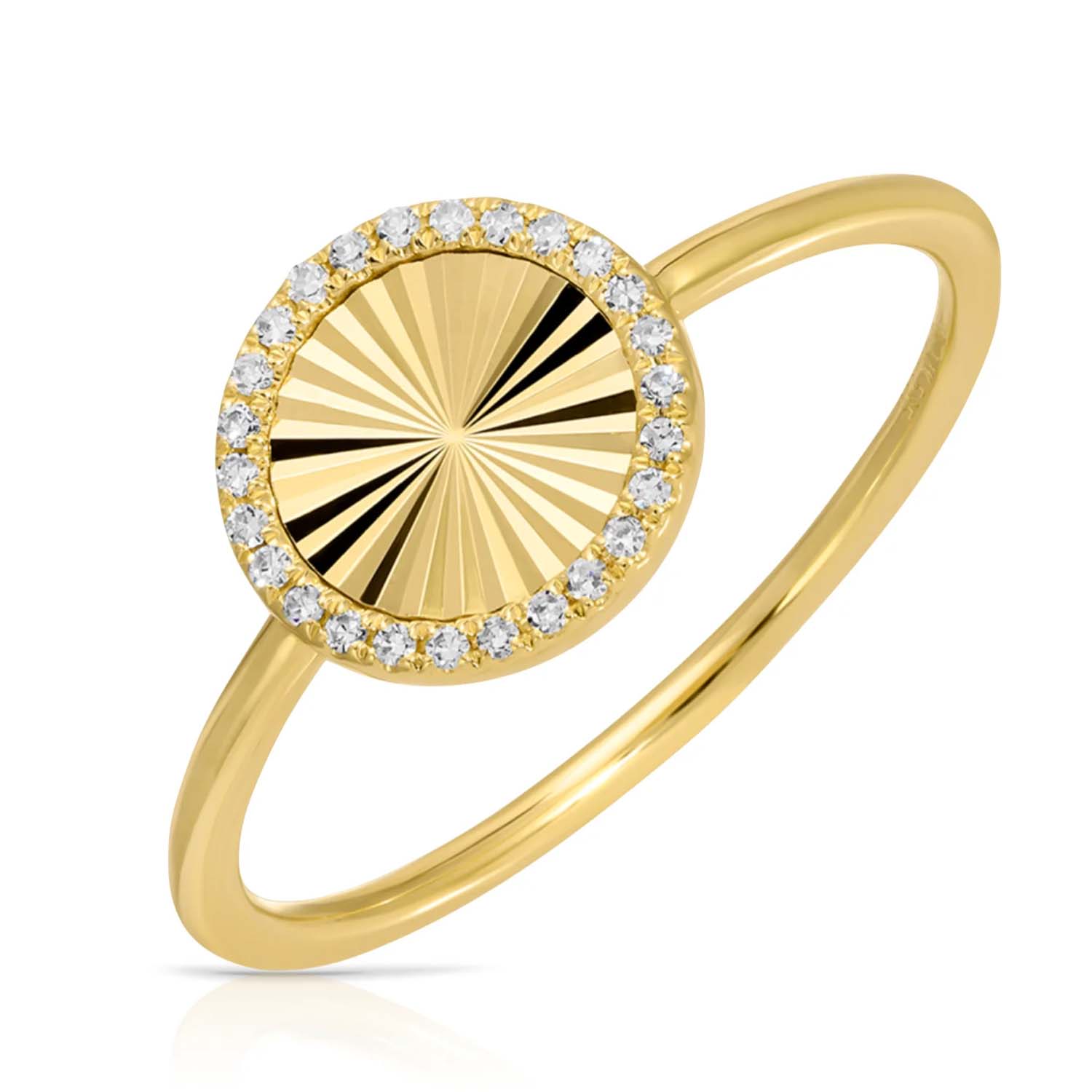 Women’s Gold Fluted Diamond Disc Ring 770 Fine Jewelry