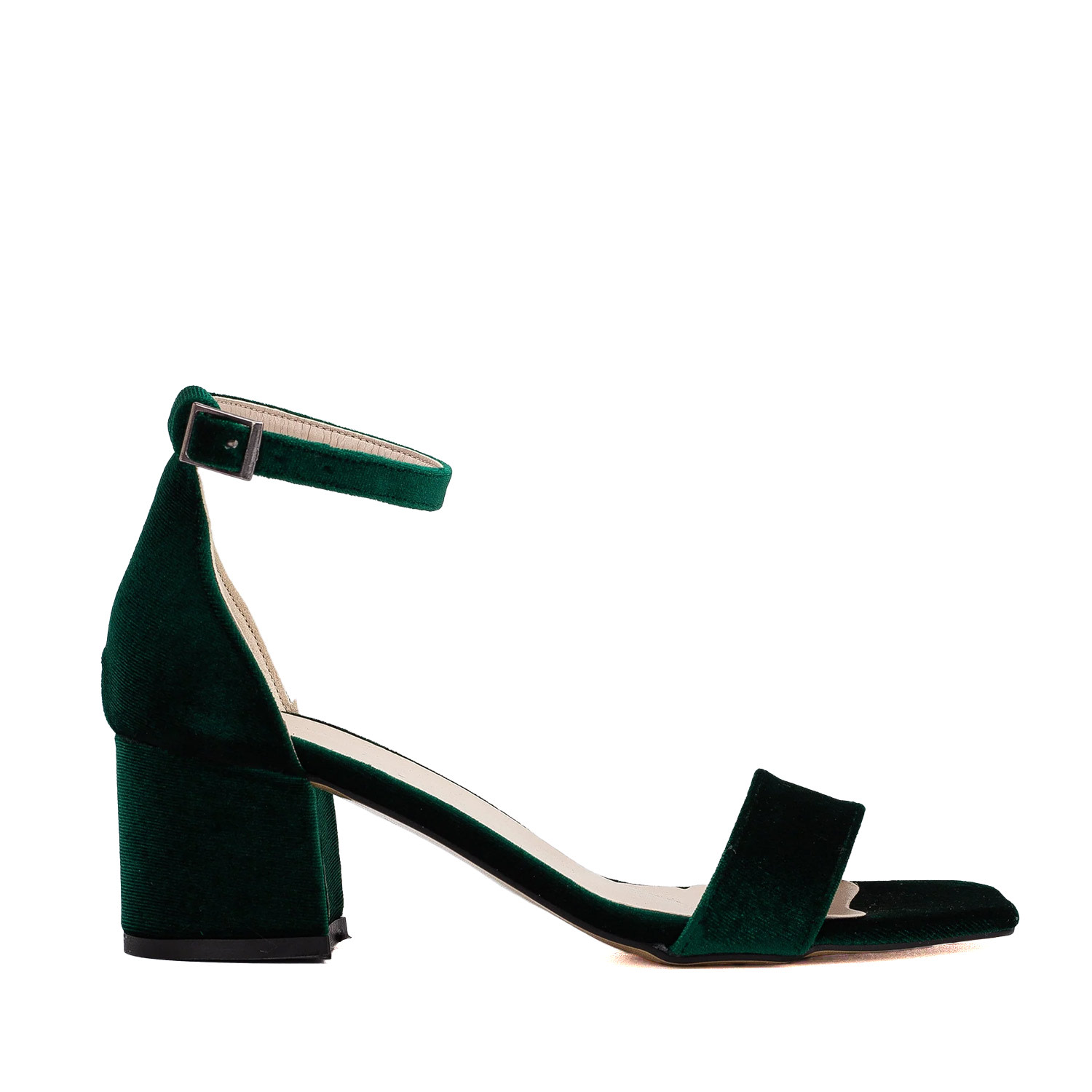 Forever & Always Shoes Women's Iva - Green Velvet Low Heel Sandals In Green