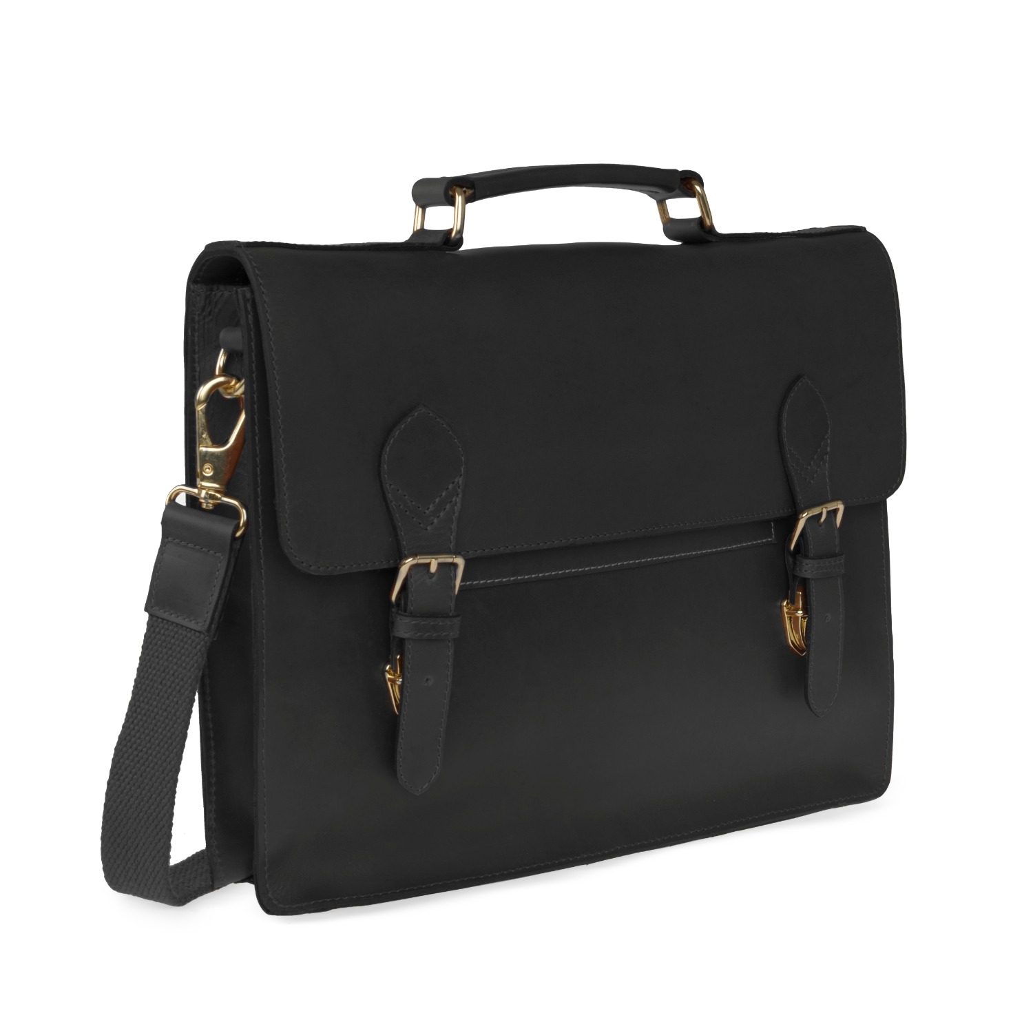 Luxe Black Leather Briefcase, VIDA VIDA
