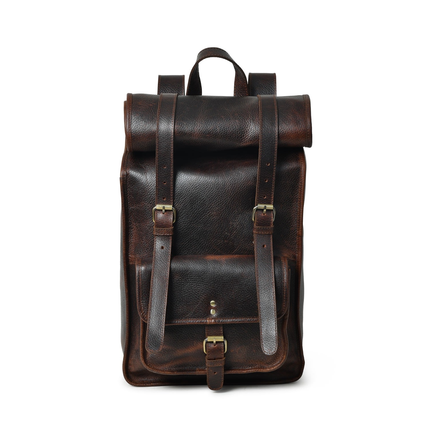 Men’s Brown The Duvall Rolltop Backpack Dtch Leather