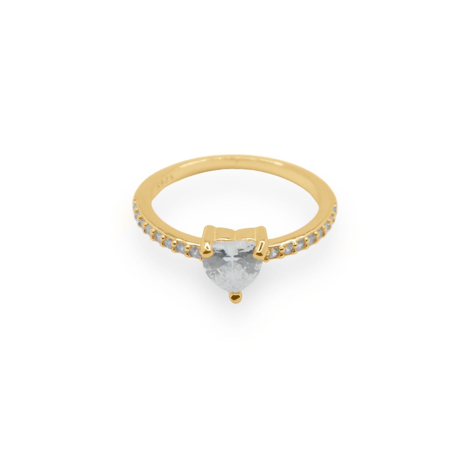 Viea Women's Gold Amoré Dainty Heart Stone Ring