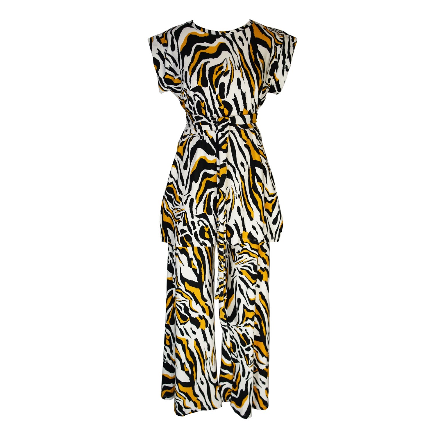 Jennafer Grace Women's Saffron Zebra Tunic & Palazzo Set In Orange