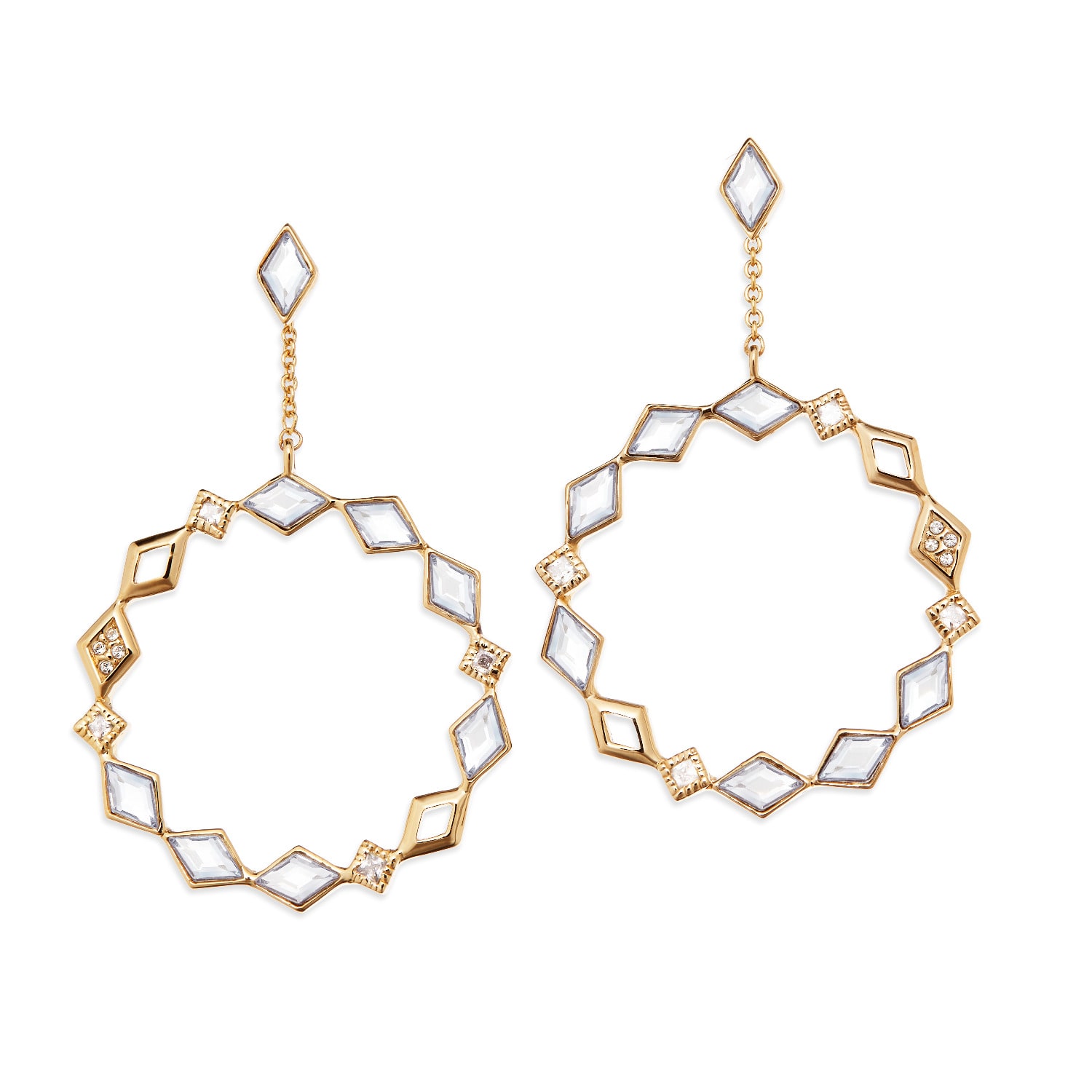 Grossé Women's Gold & Crystal Statement Drop Earrings, Two Ways Pierced - Drop & Stud - Earring, Series Gli
