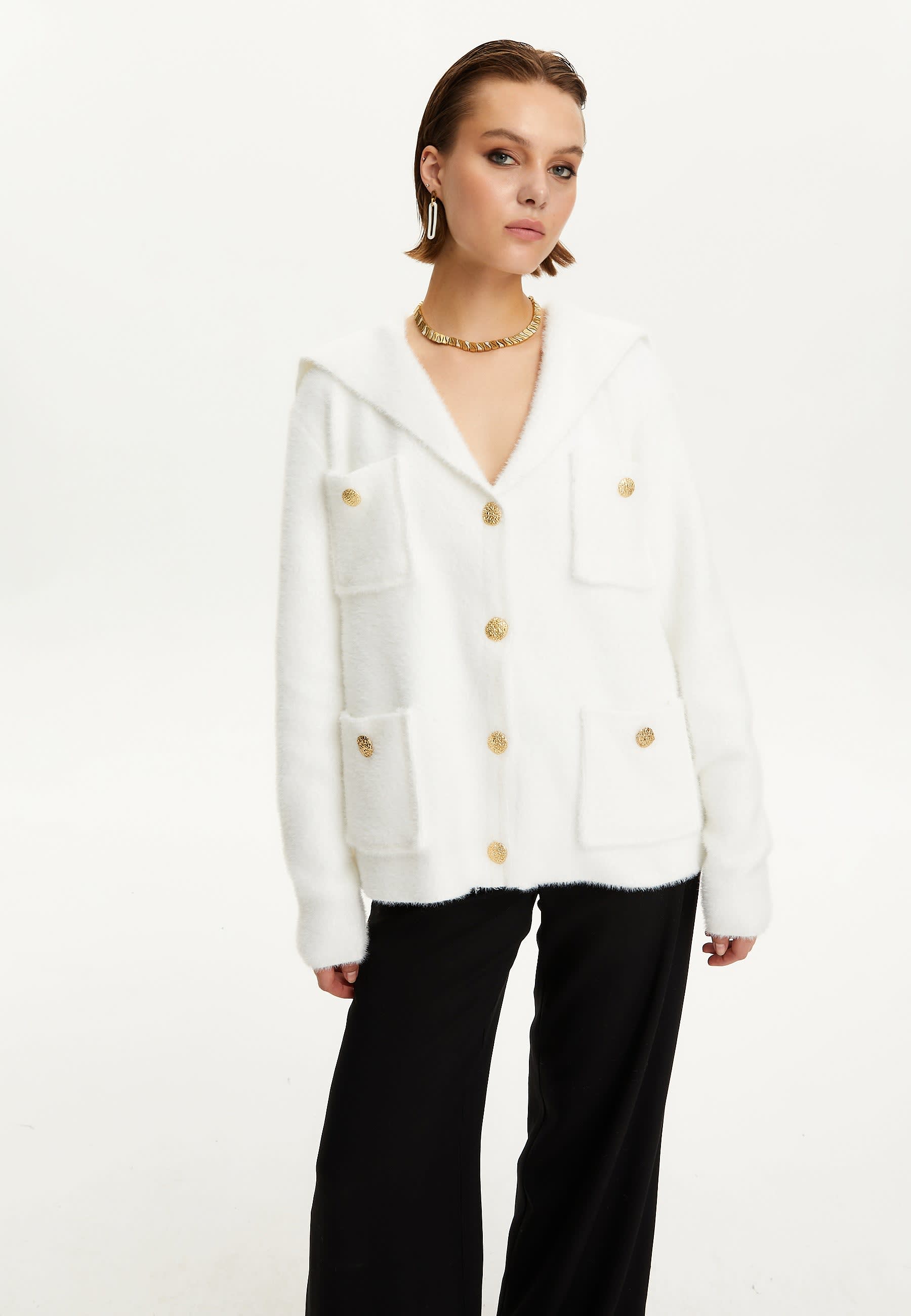 Sailor Collar Knit Cardigan by NOCTURNE