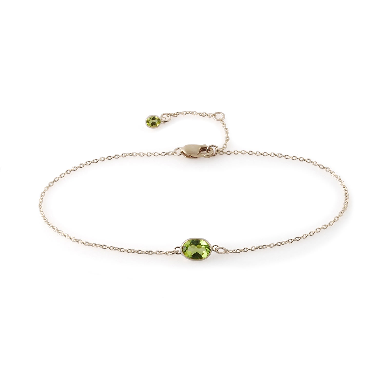 Women’s Green / Silver Single Stone Bezel Set Peridot Bracelet In 14K White Gold Amy Gambill Designs