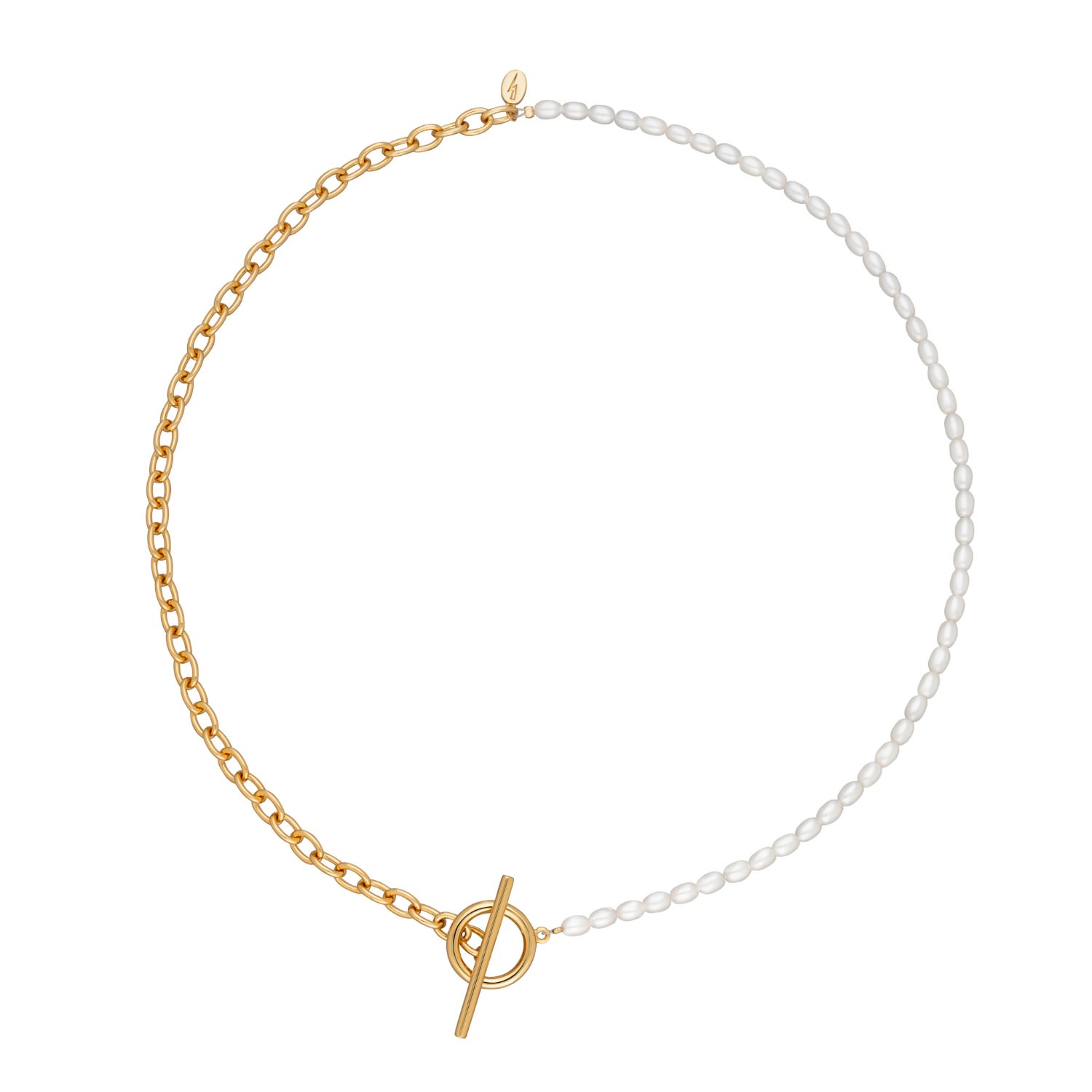 Women’s Gold Pearl And Chain T-Bar Necklace Scream Pretty