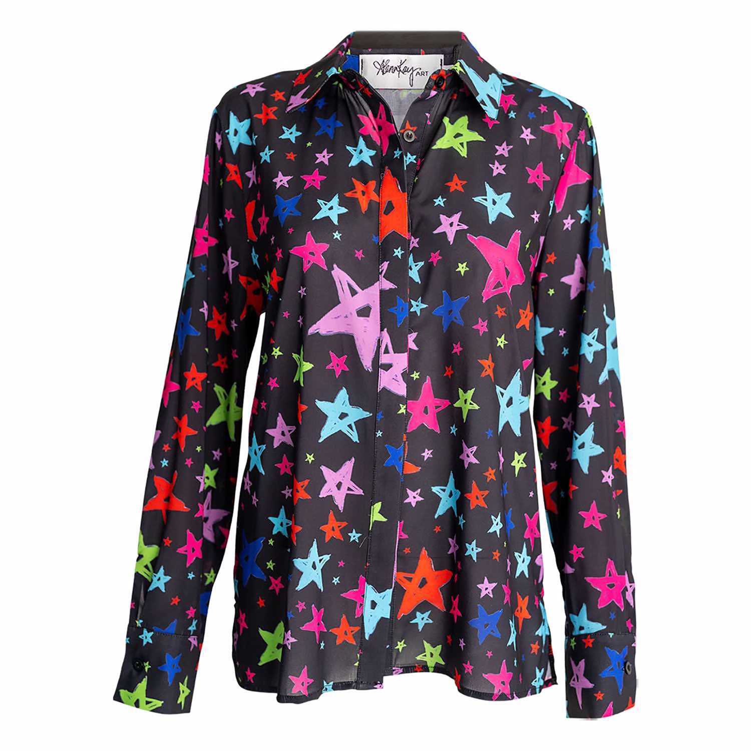 Women’s Black Lotus Blouse - Multicolor Extra Large Alanakayart