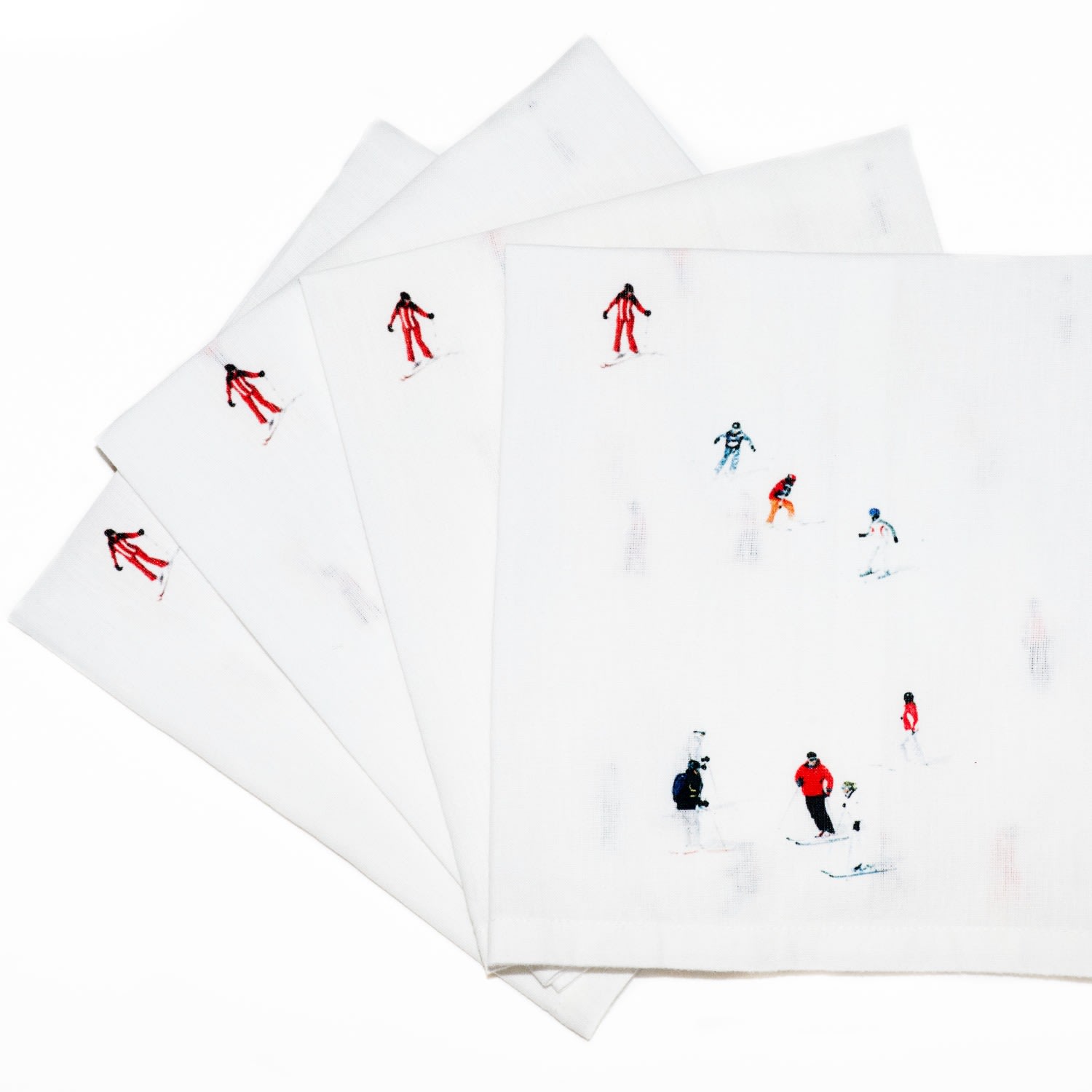 White Skiers Printed Linen Napkins - Set Of 4 Dede Johnston