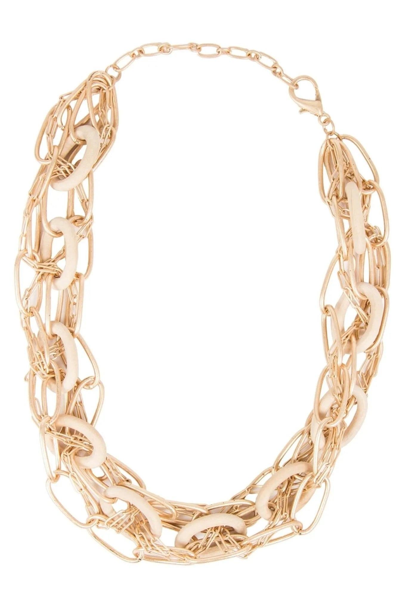 Women&rsquo;s Gold And Wood Chunky Chain Necklace | Saachi