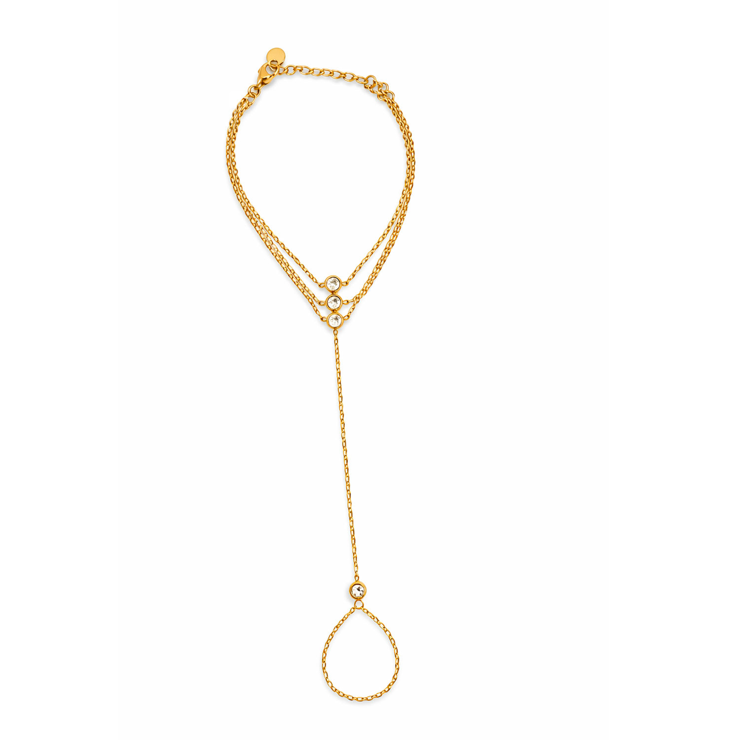 Monarch Women's Gold And Crystal Hand Chain Bracelet