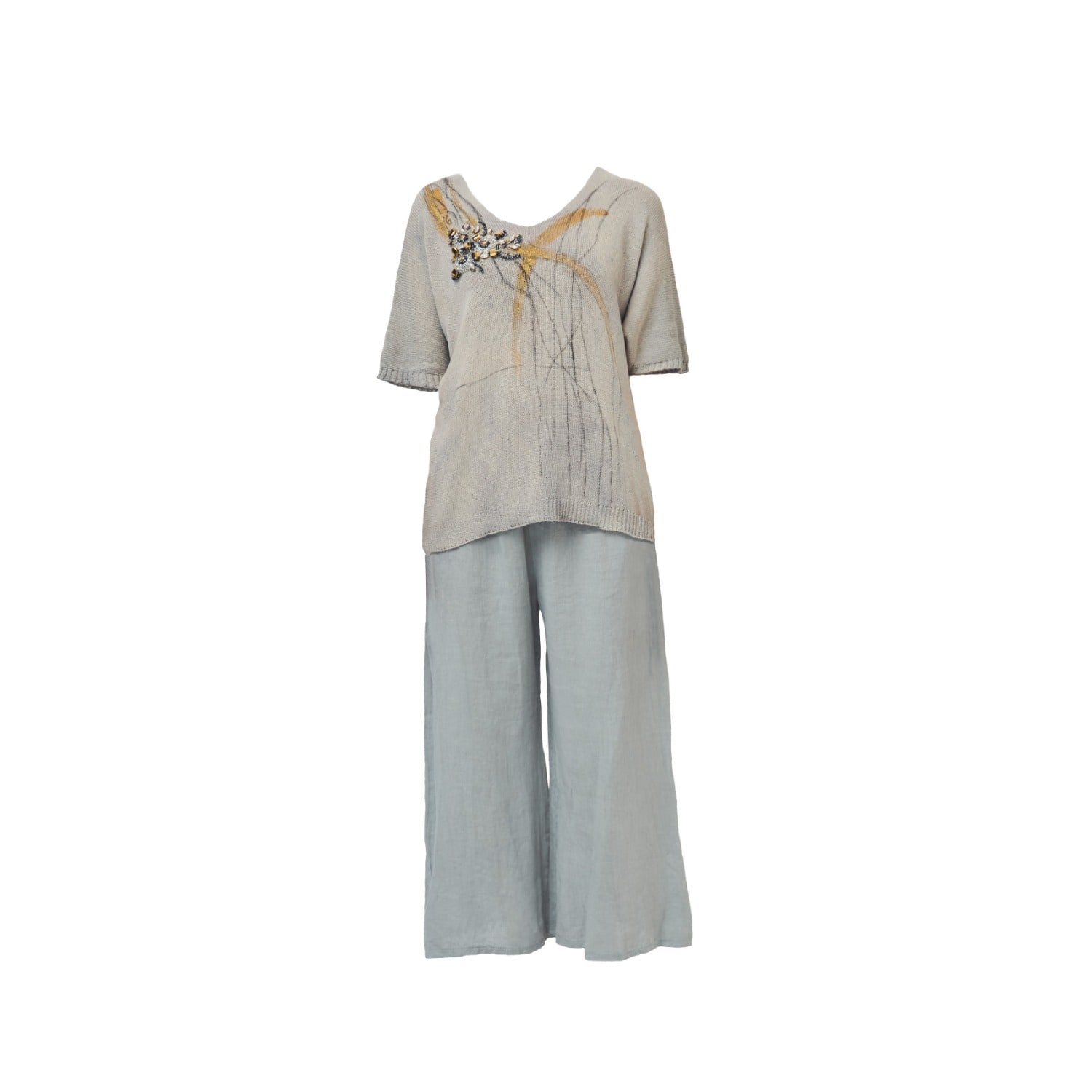 Saniya Khan Women's Neutrals Silver Gold Classic Top In Gray/yellow