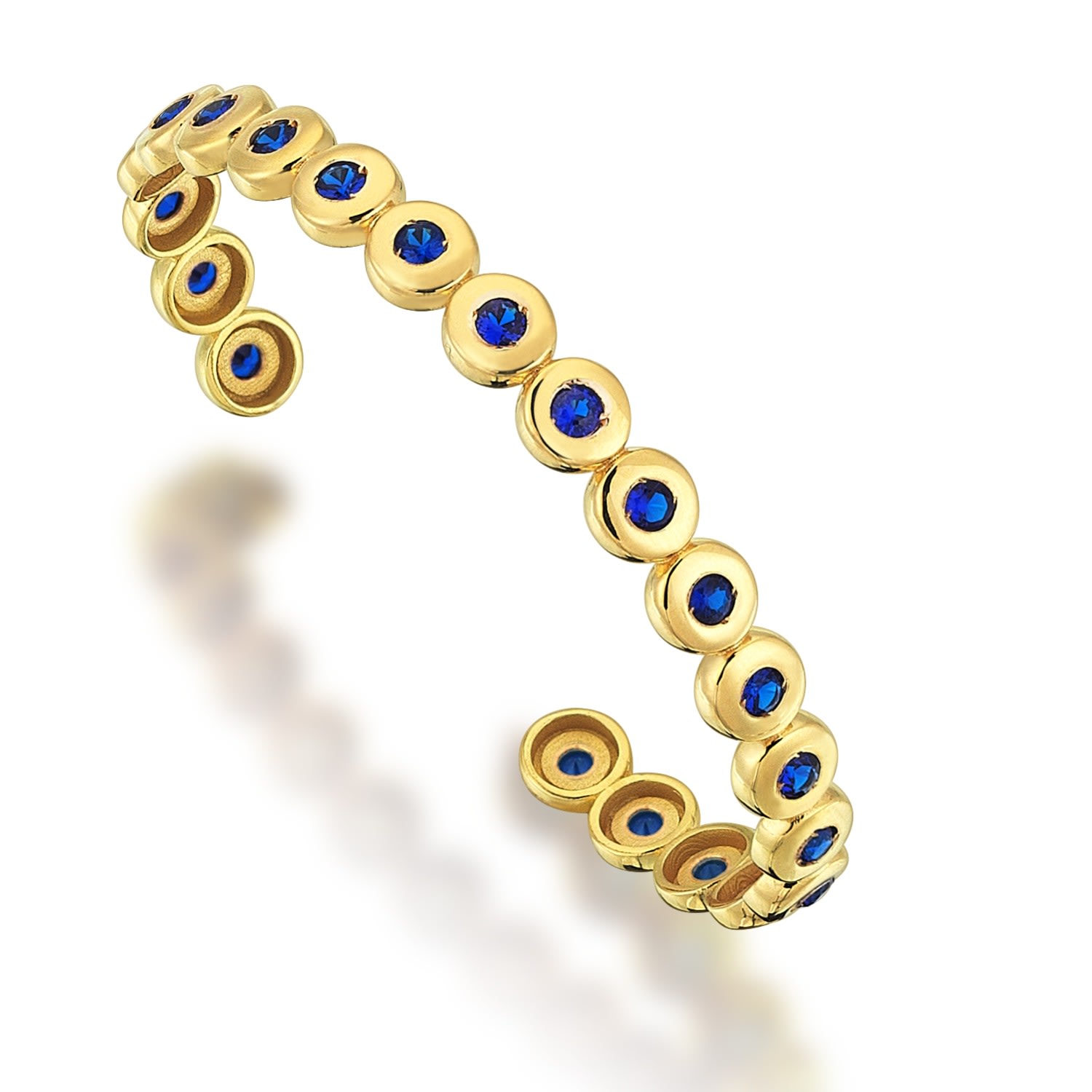 Women’s Hare Tennis Cuff Bracelet In Sterling Silver With Gold Plated Blue Odda75