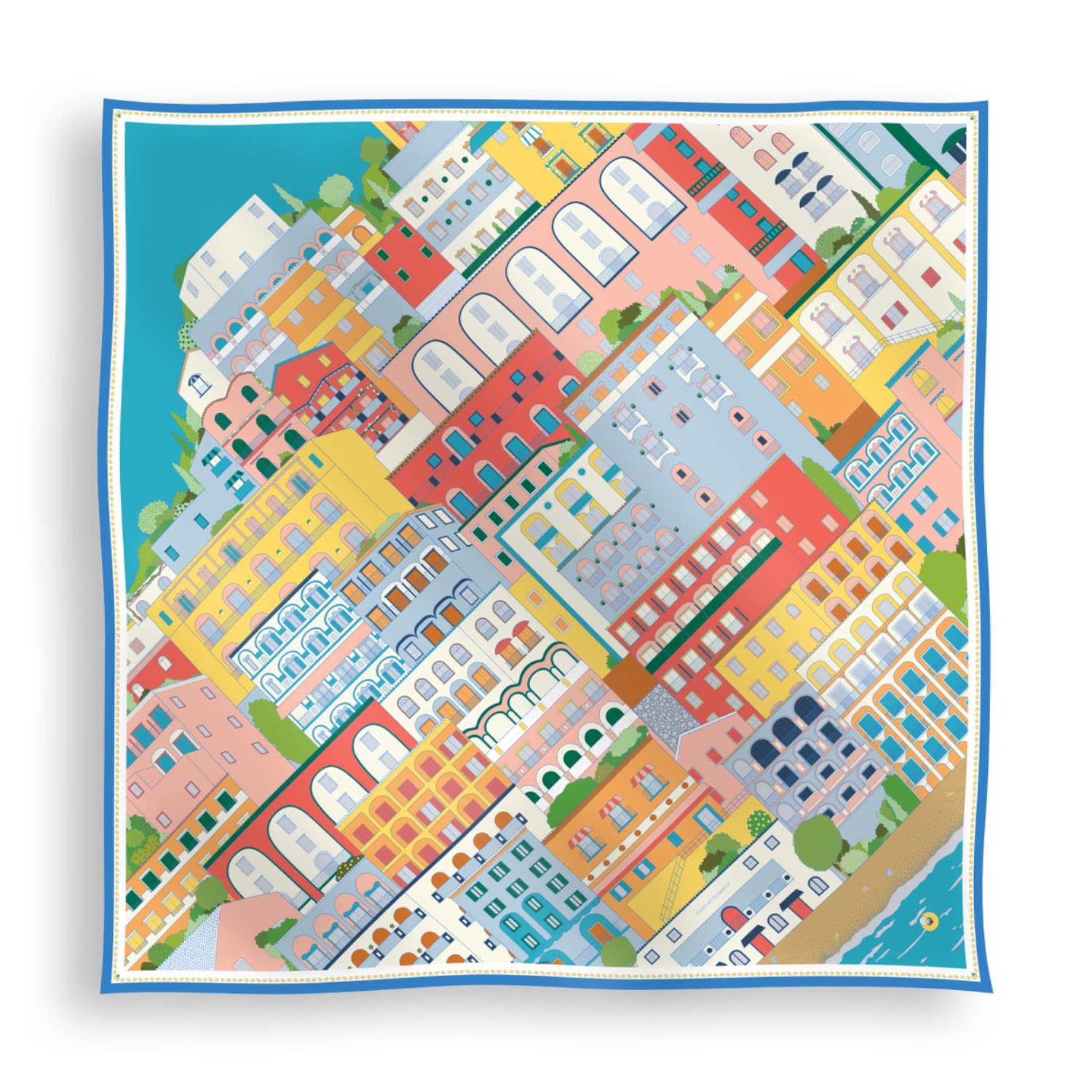 Scapes By Elizabeth Women's Blue / Red Amalfi Coast I Silk Scarf In Citrus Splash In Blue/red