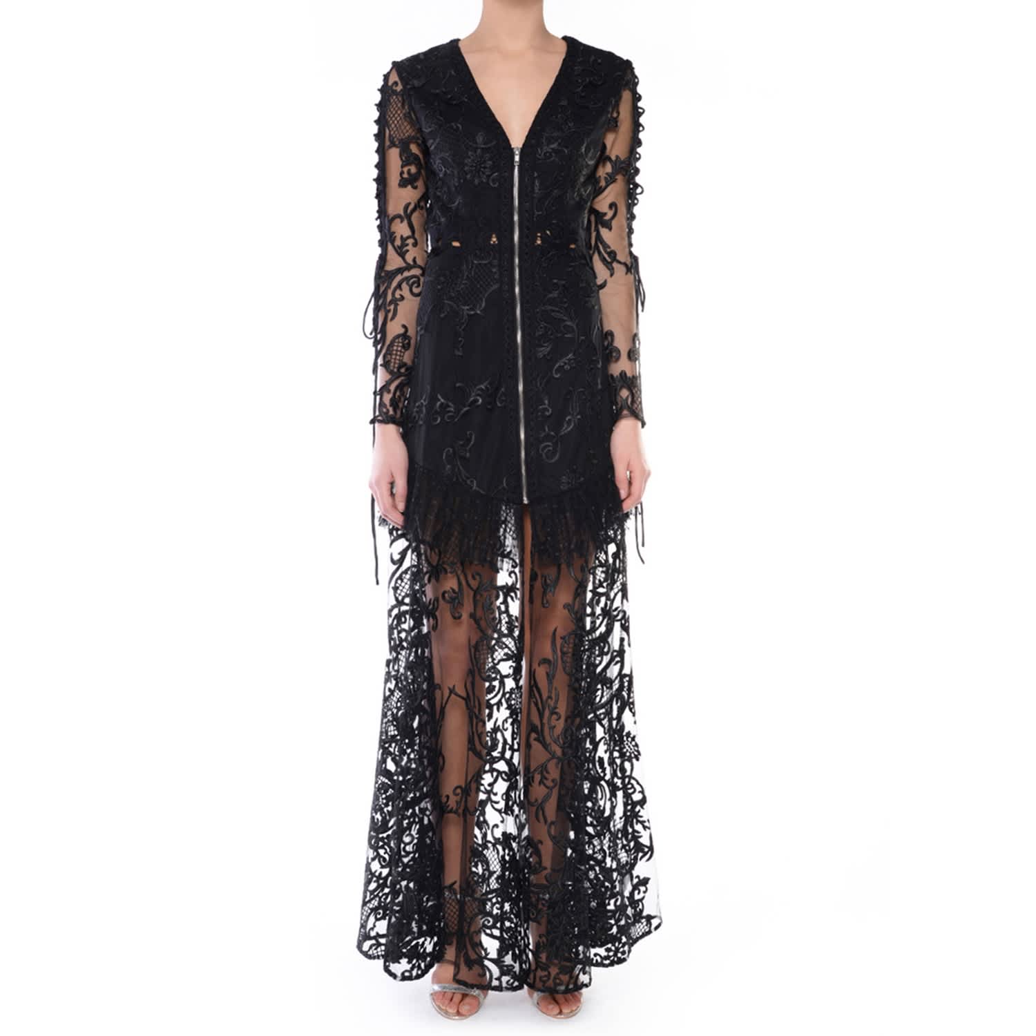 sheer maxi dress black