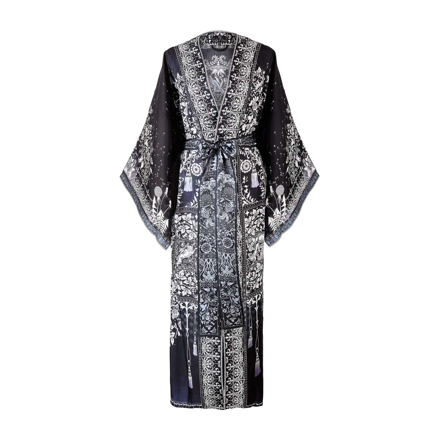 Women's Tree Of Life Silk Robe In Black | One Size | Silk&Soul