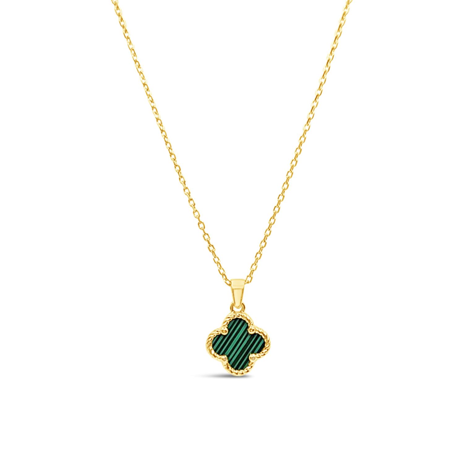 Lutiro Women's Green Twisted Clover Pendant-malachite - Gold In Green