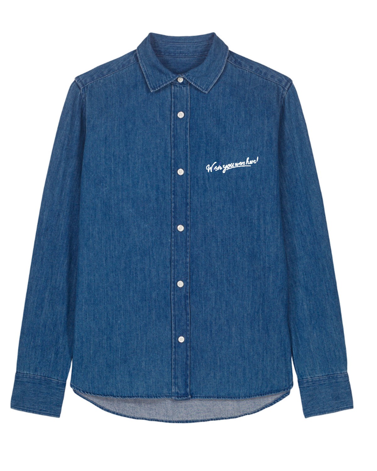 Manava Women's Blue Luke Crump Wish You Were Here Denim Shirt