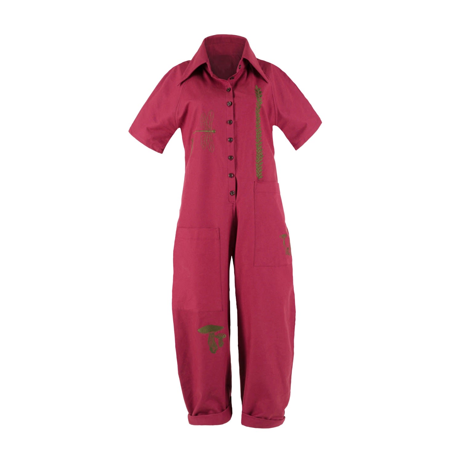 Women’s Meadow Embroidered Boiler Suit In Berry Extra Large Solai