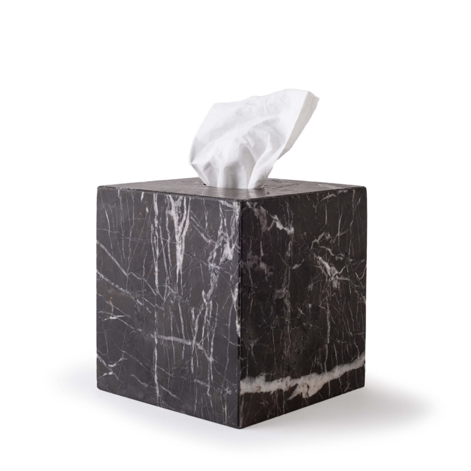 And Jacob Less Is More Tissue Box - Black Marble In Black