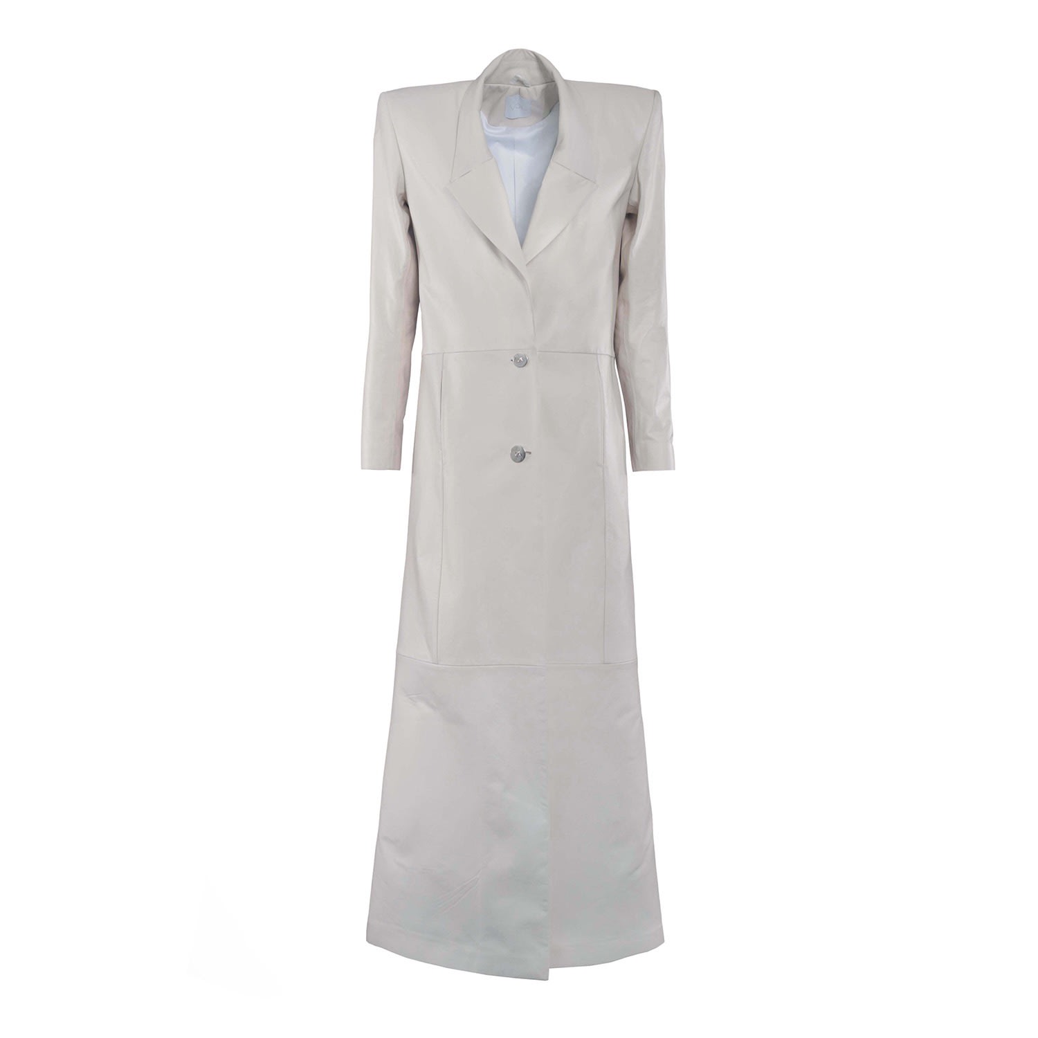 Women’s White Leather Maxi Coat Extra Small Vestiaire D’un Oiseau Libre