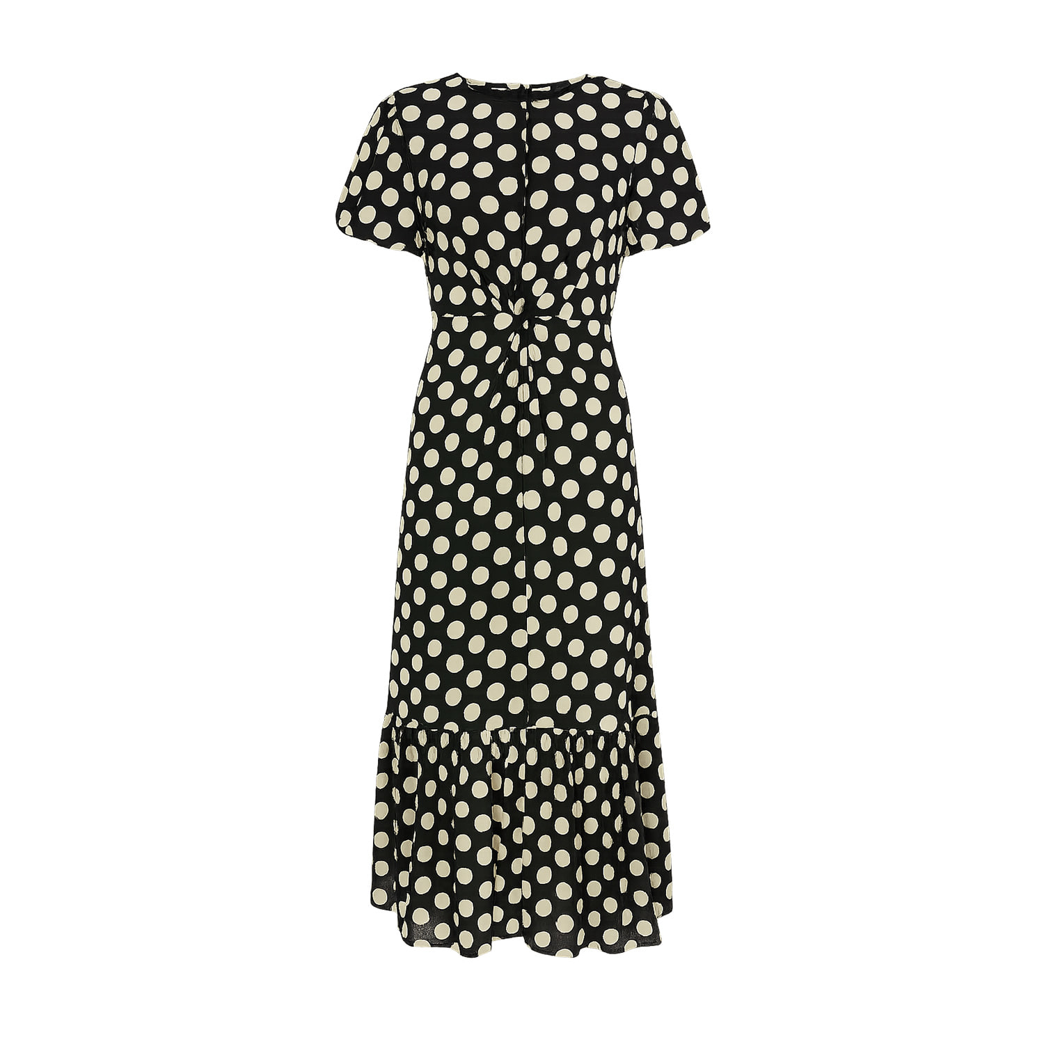 Yumi Women's  Black Velvet Spot Print Twist Knot Waist Midi Dress In Black