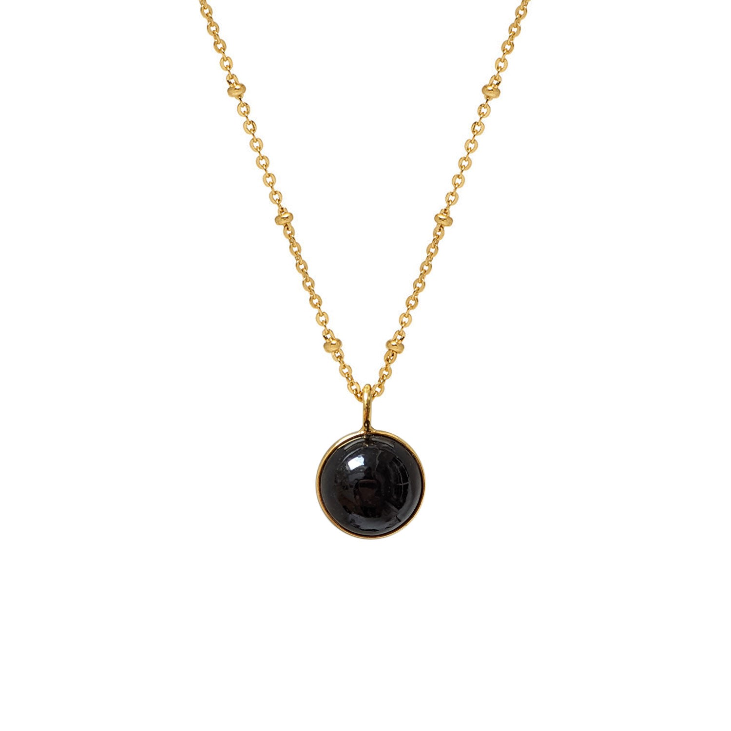 Women’s Magic Black Onyx Ball Pendant On Long Satellite Chain Mirabelle Jewellery