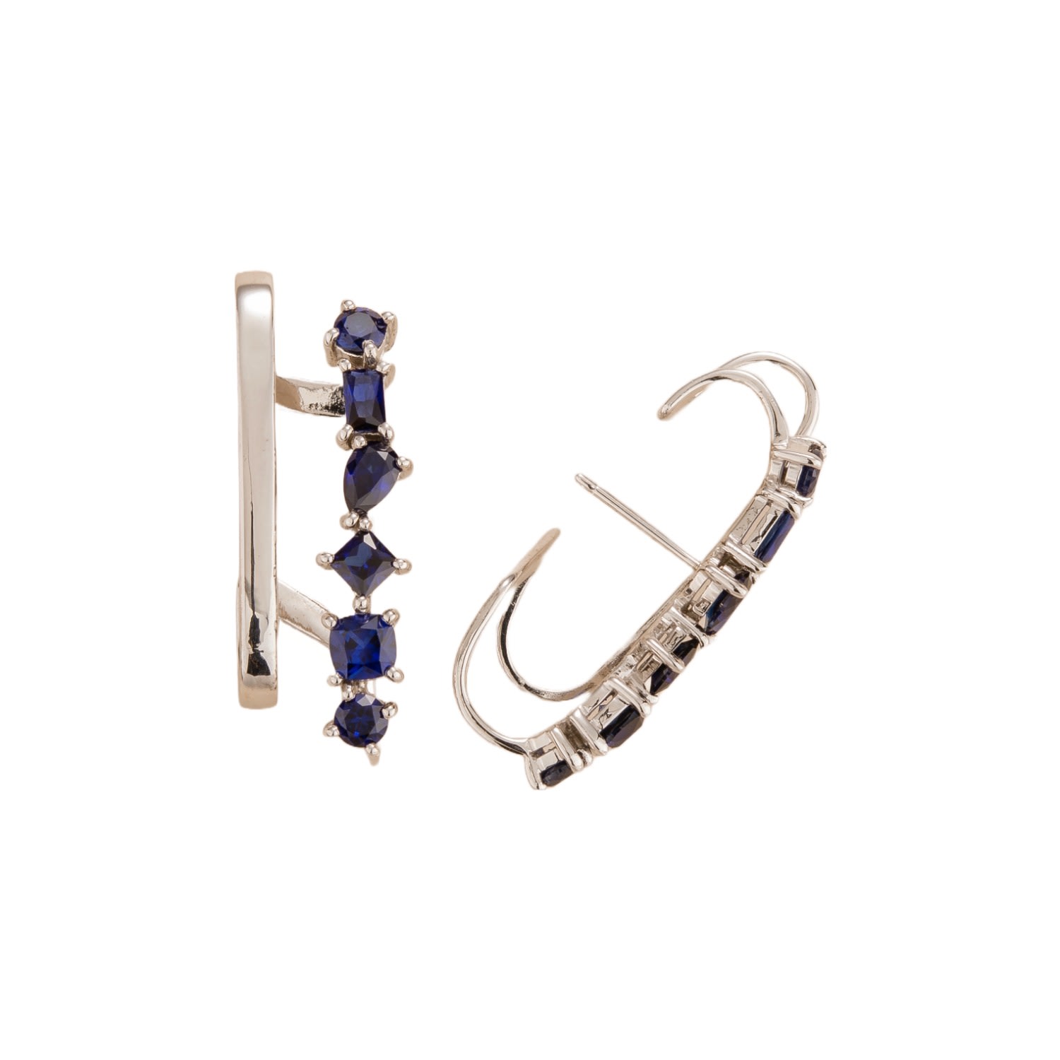 Juvetti Women's Silver / Blue / White Serene White Gold Earrings In Blue Sapphire In Multi