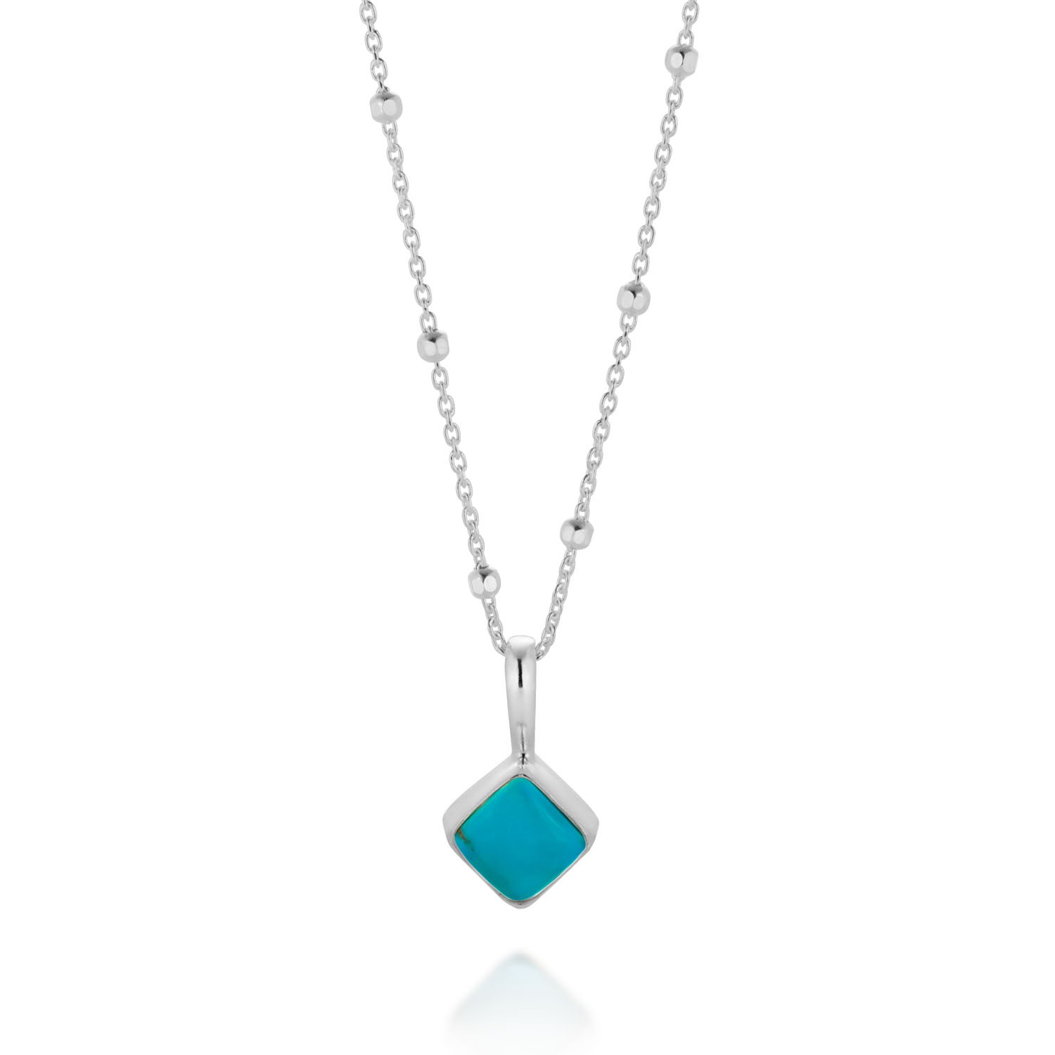 Nellou Jewellery Women's Blue Diamond Turquoise Birthstone Necklace December Sterling Silver In Blue