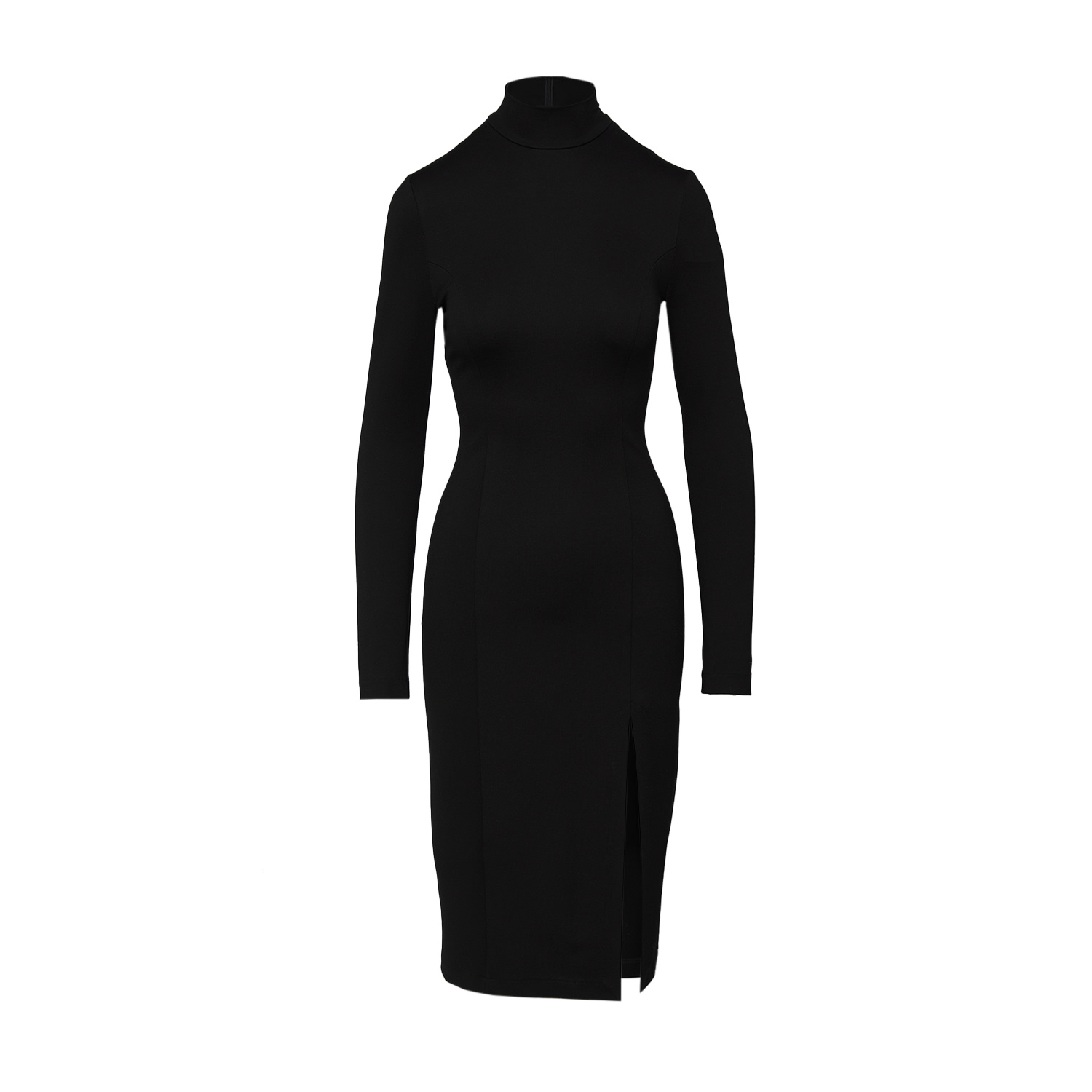 Women's Elegant Fitted Viscose Knee-Length Dress - Laurell Black | S/M | Mandragora