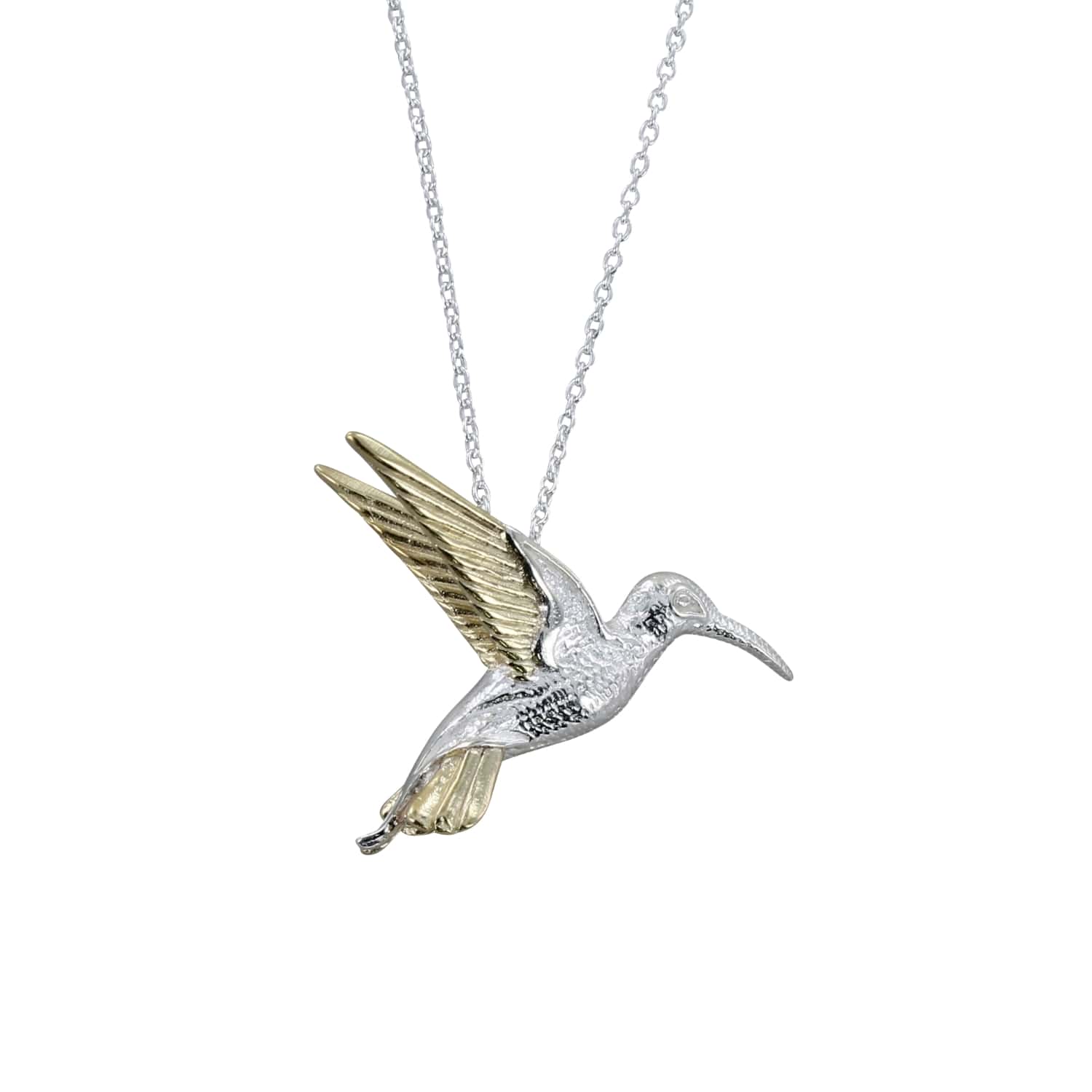 Women’s Silver / Gold Silver And Golden Hummingbird Necklace Reeves & Reeves