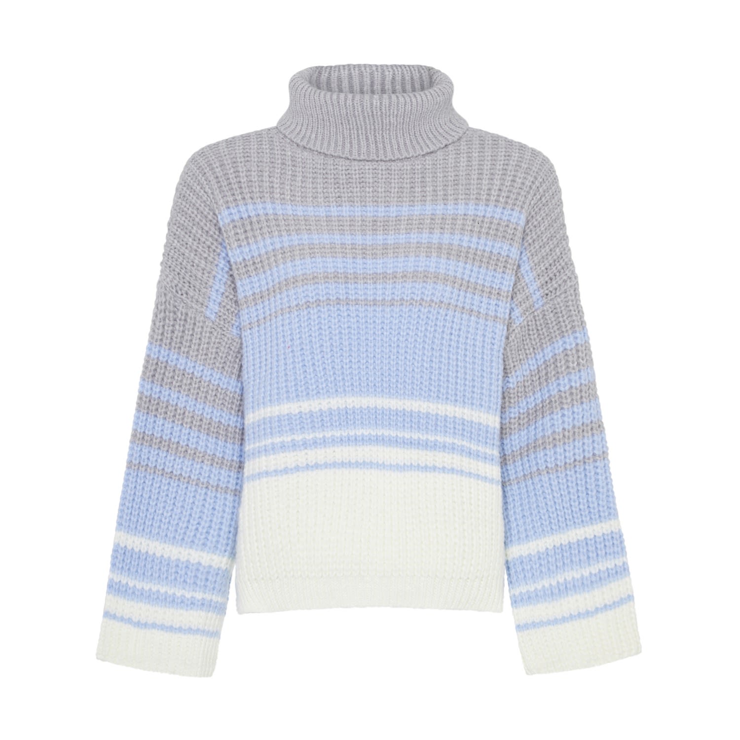 Women’s Blue / Grey Megan Stripe Roll Neck Jumper Silver Grey Medium Cara & the Sky