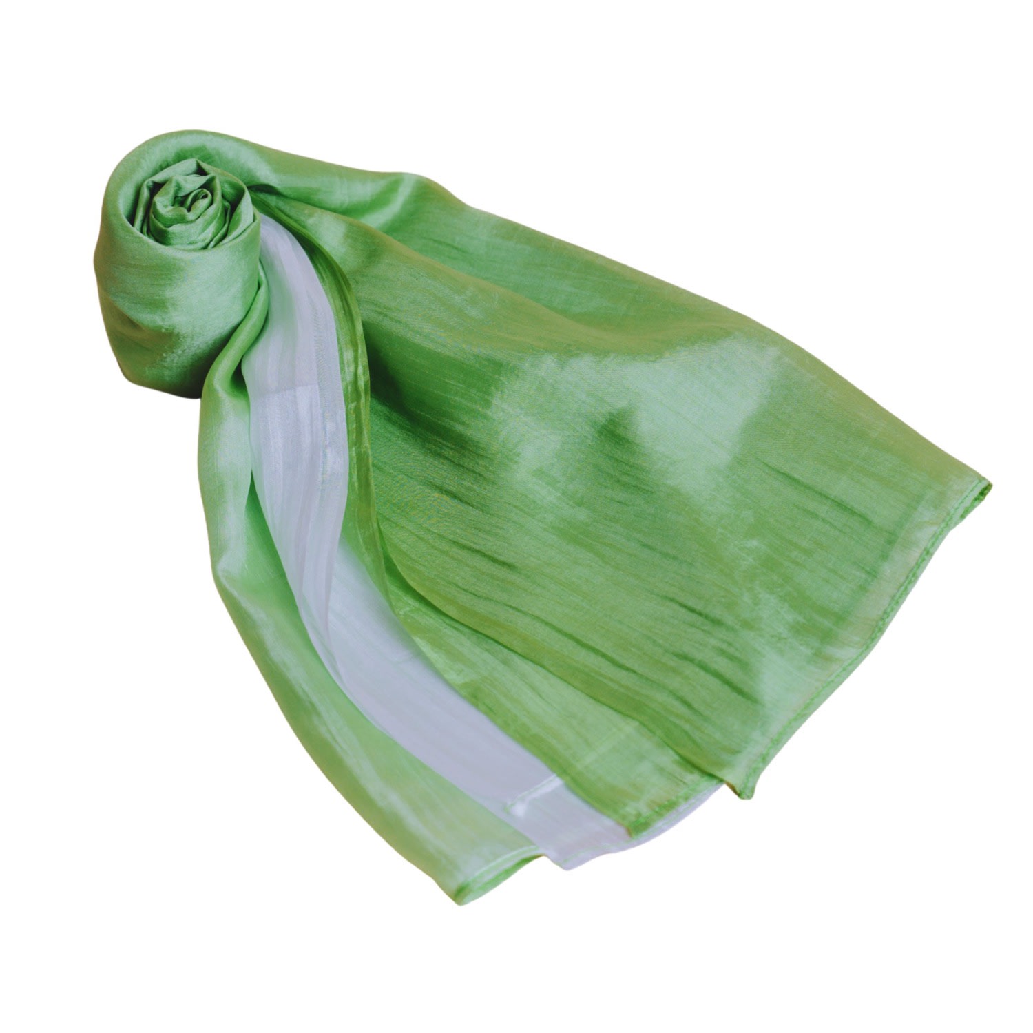 Silk And Bears Women's Green / White Green To White Ombre Mulberry Silk Scarf – Handmade & Hand-dyed In Multi