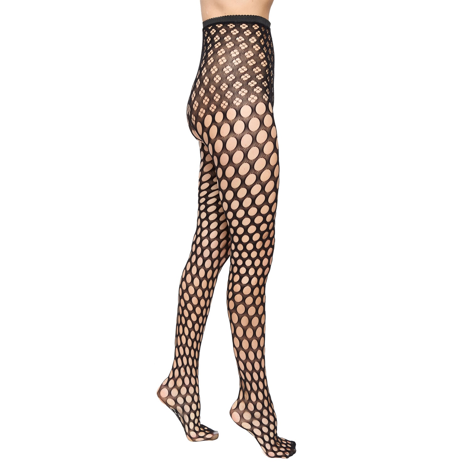 Women’s Circle Fishnet Tights - Black One Size Stems