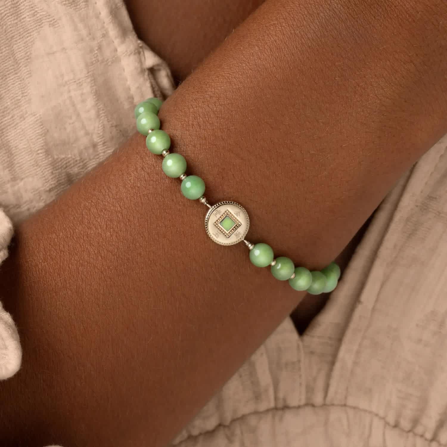 Golden Fortune Jade Lucky Coin Bracelet | Karma and Luck | Wolf