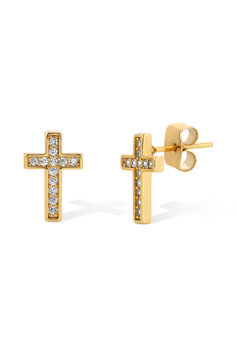 Naiia Women's Gold Mini Cross Studs